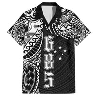 Samoa 685 Art Traditional Tattoo Pattern Family Matching Off Shoulder Maxi Dress and Hawaiian Shirt Black Color LT03 Dad's Shirt - Short Sleeve Black - Polynesian Pride