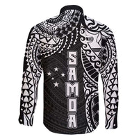Samoa 685 Art Traditional Tattoo Pattern Family Matching Off Shoulder Maxi Dress and Hawaiian Shirt Black Color LT03 - Polynesian Pride