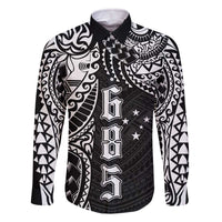 Samoa 685 Art Traditional Tattoo Pattern Family Matching Off Shoulder Short Dress and Hawaiian Shirt Black Color LT03 Dad's Shirt - Long Sleeve Black - Polynesian Pride
