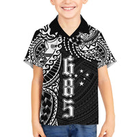 Samoa 685 Art Traditional Tattoo Pattern Family Matching Off Shoulder Short Dress and Hawaiian Shirt Black Color LT03 Son's Shirt Black - Polynesian Pride