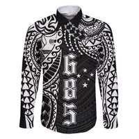 Samoa 685 Art Traditional Tattoo Pattern Family Matching Puletasi and Hawaiian Shirt Black Color LT03 Dad's Shirt - Long Sleeve Black - Polynesian Pride