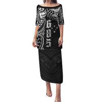 Samoa 685 Art Traditional Tattoo Pattern Family Matching Puletasi and Hawaiian Shirt Black Color LT03 Mom's Dress Black - Polynesian Pride