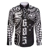 Samoa 685 Art Traditional Tattoo Pattern Family Matching Tank Maxi Dress and Hawaiian Shirt Black Color LT03 Dad's Shirt - Long Sleeve Black - Polynesian Pride