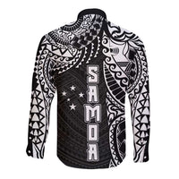 Samoa 685 Art Traditional Tattoo Pattern Long Sleeve Button Shirt Black Color LT03 - Polynesian Pride