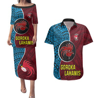 Bintangor Goroka Lahanis Rugby Couples Matching Puletasi Dress and Hawaiian Shirt Papua New Guinea Polynesian Tattoo LT03 Red - Polynesian Pride