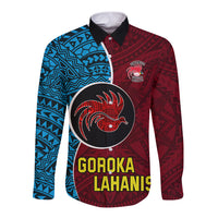 Bintangor Goroka Lahanis Rugby Long Sleeve Button Shirt Papua New Guinea Polynesian Tattoo LT03 Unisex Red - Polynesian Pride