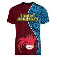 Bintangor Goroka Lahanis Rugby Women V Neck T Shirt Papua New Guinea Polynesian Tattoo LT03 - Polynesian Pride