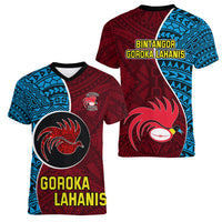 Bintangor Goroka Lahanis Rugby Women V Neck T Shirt Papua New Guinea Polynesian Tattoo LT03 - Polynesian Pride