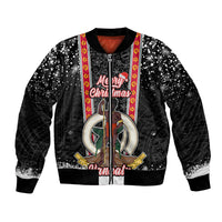 Vanuatu Christmas Bomber Jacket Polynesian Tribal Snow Style LT03 Unisex Black - Polynesian Pride