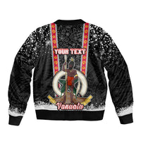 Personalised Vanuatu Christmas Sleeve Zip Bomber Jacket Polynesian Tribal Snow Style LT03 - Polynesian Pride