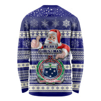 Samoa Christmas Long Sleeve Shirt The Santa Coat of Arms with Samoa Bracelet Pattern LT03 - Polynesian Pride
