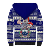 Samoa Christmas Sherpa Hoodie The Santa Coat of Arms with Samoa Bracelet Pattern LT03 - Polynesian Pride