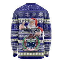 Custom Samoa Christmas Long Sleeve Shirt The Santa Coat of Arms with Samoa Bracelet Pattern LT03 - Polynesian Pride