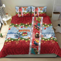 New Zealand Merry Christmas Bedding Set Maori Animals, Koru Tattoo - Red Xmas Style