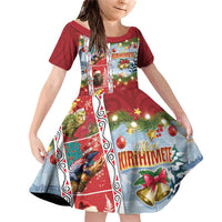 New Zealand Merry Christmas Family Matching Off Shoulder Short Dress and Hawaiian Shirt Maori Animals, Koru Tattoo - Red Xmas Style LT03 Daughter's Dress Red - Polynesian Pride