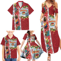New Zealand Merry Christmas Family Matching Summer Maxi Dress and Hawaiian Shirt Maori Animals, Koru Tattoo - Red Xmas Style LT03 - Polynesian Pride