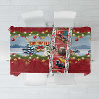 New Zealand Merry Christmas Tablecloth Maori Animals, Koru Tattoo - Red Xmas Style LT03 Red - Polynesian Pride