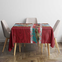 New Zealand Merry Christmas Tablecloth Maori Animals, Koru Tattoo - Red Xmas Style LT03 - Polynesian Pride