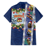 New Zealand Merry Christmas Family Matching Tank Maxi Dress and Hawaiian Shirt Maori Animals, Koru Tattoo - Blue Xmas Style LT03 - Polynesian Pride