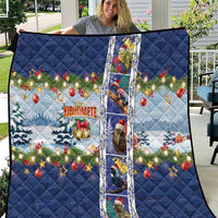 New Zealand Merry Christmas Quilt Maori Animals, Koru Tattoo - Blue Xmas Style LT03 Blue - Polynesian Pride