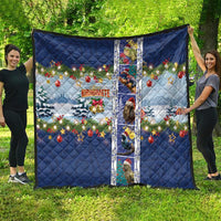 New Zealand Merry Christmas Quilt Maori Animals, Koru Tattoo - Blue Xmas Style LT03 - Polynesian Pride