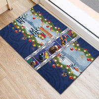 New Zealand Merry Christmas Rubber Doormat Maori Animals, Koru Tattoo - Blue Xmas Style LT03 - Polynesian Pride