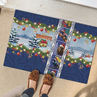 New Zealand Merry Christmas Rubber Doormat Maori Animals, Koru Tattoo - Blue Xmas Style LT03 - Polynesian Pride