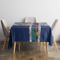 New Zealand Merry Christmas Tablecloth Maori Animals, Koru Tattoo - Blue Xmas Style LT03 - Polynesian Pride