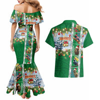 New Zealand Merry Christmas Couples Matching Mermaid Dress and Hawaiian Shirt Maori Animals, Koru Tattoo - Green Xmas Style