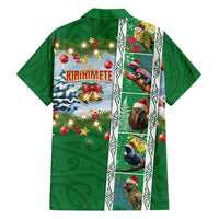 New Zealand Merry Christmas Family Matching Off Shoulder Short Dress and Hawaiian Shirt Maori Animals, Koru Tattoo - Green Xmas Style LT03 - Polynesian Pride