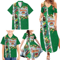 New Zealand Merry Christmas Family Matching Summer Maxi Dress and Hawaiian Shirt Maori Animals, Koru Tattoo - Green Xmas Style LT03 - Polynesian Pride