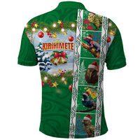 New Zealand Merry Christmas Polo Shirt Maori Animals, Koru Tattoo - Green Xmas Style