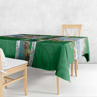 New Zealand Merry Christmas Tablecloth Maori Animals, Koru Tattoo - Green Xmas Style LT03 - Polynesian Pride