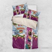 New Zealand Merry Christmas Bedding Set Maori Animals, Koru Tattoo - Pink Xmas Style