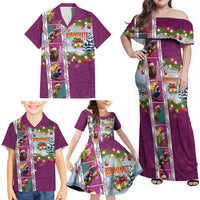 New Zealand Merry Christmas Family Matching Off Shoulder Maxi Dress and Hawaiian Shirt Maori Animals, Koru Tattoo - Pink Xmas Style LT03 - Polynesian Pride