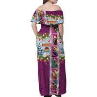 New Zealand Merry Christmas Family Matching Off Shoulder Maxi Dress and Hawaiian Shirt Maori Animals, Koru Tattoo - Pink Xmas Style LT03 - Polynesian Pride