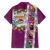 New Zealand Merry Christmas Family Matching Tank Maxi Dress and Hawaiian Shirt Maori Animals, Koru Tattoo - Pink Xmas Style LT03 - Polynesian Pride