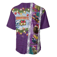 New Zealand Merry Christmas Baseball Jersey Maori Animals, Koru Tattoo - Purple Xmas Style LT03 - Polynesian Pride