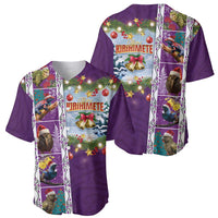 New Zealand Merry Christmas Baseball Jersey Maori Animals, Koru Tattoo - Purple Xmas Style LT03 - Polynesian Pride