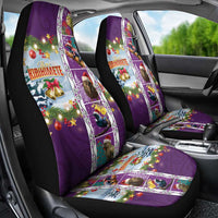 New Zealand Merry Christmas Car Seat Cover Maori Animals, Koru Tattoo - Purple Xmas Style LT03 - Polynesian Pride