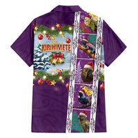 New Zealand Merry Christmas Family Matching Off Shoulder Maxi Dress and Hawaiian Shirt Maori Animals, Koru Tattoo - Purple Xmas Style LT03 - Polynesian Pride