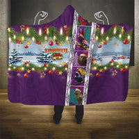 New Zealand Merry Christmas Hooded Blanket Maori Animals, Koru Tattoo - Purple Xmas Style