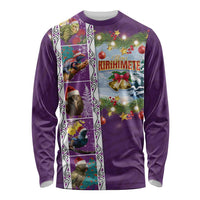 New Zealand Merry Christmas Long Sleeve Shirt Maori Animals, Koru Tattoo - Purple Xmas Style LT03 Unisex Purple - Polynesian Pride