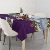 New Zealand Merry Christmas Tablecloth Maori Animals, Koru Tattoo - Purple Xmas Style LT03 - Polynesian Pride