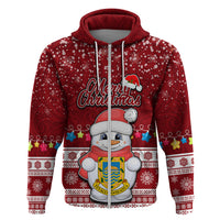Tuvalu Christmas Hoodie Snowman and Tuvalu Coat of Arms Maori Tribal Xmas Style LT03 - Polynesian Pride