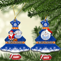 Marshall Islands Christmas Ceramic Ornament Santa Claus and Coat of Arms Mix Polynesian Xmas Style LT03 Christmas Tree Blue - Polynesian Pride