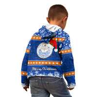 Marshall Islands Christmas Kid Hoodie Santa Claus and Coat of Arms Mix Polynesian Xmas Style LT03 - Polynesian Pride