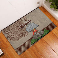 Hawaii Rubber Doormat Aloha Volcano Mix Kakau Hawaiian Tribal LT03 Beige - Polynesian Pride