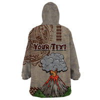 Aloha Volcano Custom Wearable Blanket Hoodie Mix Hawaiian Kakau Tribal LT03 - Polynesian Pride