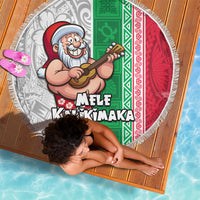 Hawaii Mele Kalikimaka Beach Blanket Santa Playing Ukele Mix Kakau Pattern Xmas Style LT03 - Polynesian Pride